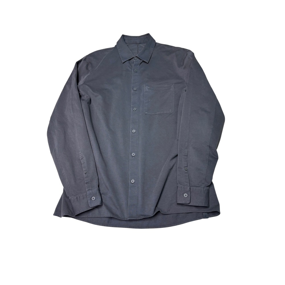 Lululemon Mens Charcoal Gray Long Sleeve Button Down Shirt Technical Large
